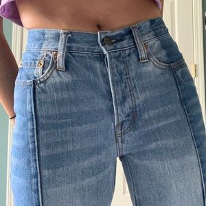 two tone raw hem jeans